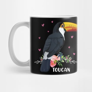 Vintage Retro Style Tropical Flowers Leaf Bird Toucans Mug